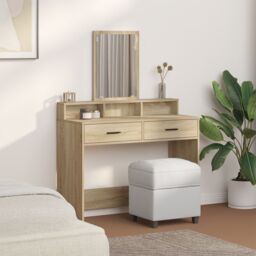 Berkfield Home Dressing Table with Drawers¬†Sonoma Oak 100x41x140 cm in Brown - Size: 100 x 41 x 140 cm - thumbnail 4