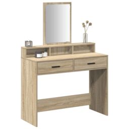 Berkfield Home Dressing Table with Drawers¬†Sonoma Oak 100x41x140 cm in Brown - Size: 100 x 41 x 140 cm - thumbnail 3