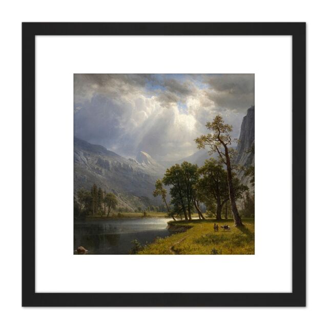 Artery8 Bierstadt Mount Starr King Yosemite 8X8 Inch Square Wooden Framed Wall Art Print Picture with Mount in Black - image 1