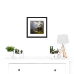 Artery8 Bierstadt Mount Starr King Yosemite 8X8 Inch Square Wooden Framed Wall Art Print Picture with Mount in Black - thumbnail 2