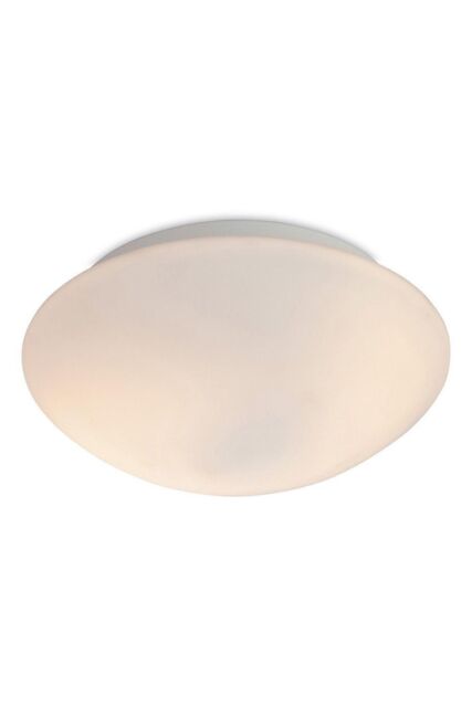 Netlighting Vento 2 Light Flush Round Bathroom Ceiling Light Opal Glass IP44 E27 in White