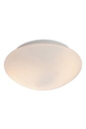 Netlighting Vento 2 Light Flush Round Bathroom Ceiling Light Opal Glass IP44 E27 in White