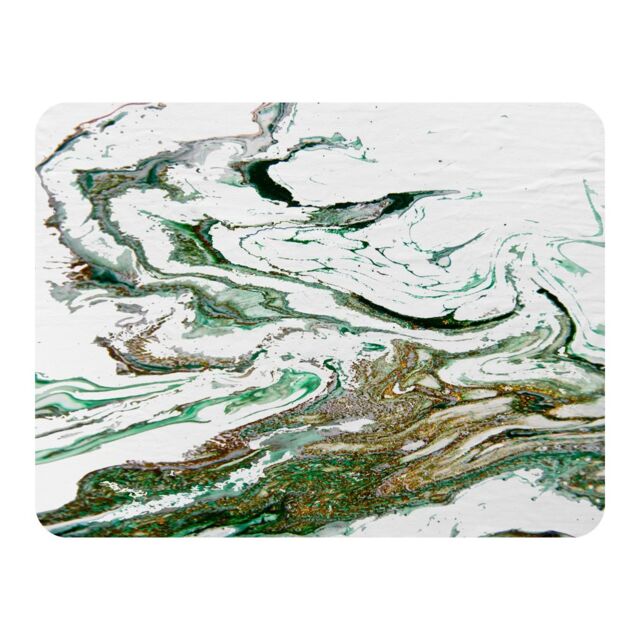 Benjamin Tate Design Green & Gold Marble Blanket in Natural - Size: 120 cm x 150 cm - image 1