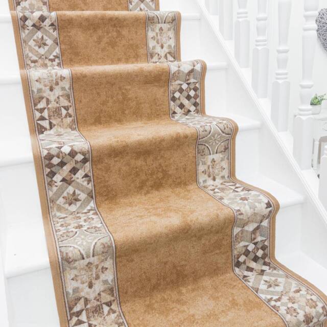 runrug Stair Runner Carpet - Durable, Non-Slip, 5.4mm - 'Murcia' in Beige - Size: 80 cm x 630 cm - image 1