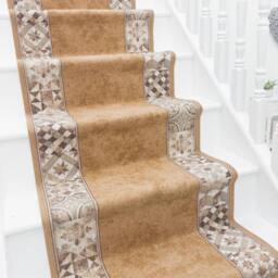 runrug Stair Runner Carpet - Durable, Non-Slip, 5.4mm - 'Murcia' in Beige - Size: 80 cm x 630 cm - thumbnail 1