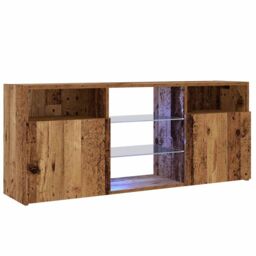 Berkfield Home TV Cabinet with LED Lights Old Wood 120x30x50 cm Engineered Wood in Brown - Size: 120 x 30 x 50 cm - thumbnail 5