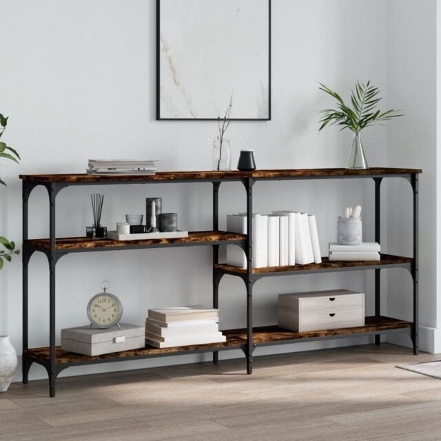 Berkfield Home Console Table Smoked Oak 160x29x75 cm Engineered Wood in Brown - Size: 160 x 29 x 75 cm - image 1