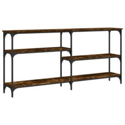 Berkfield Home Console Table Smoked Oak 160x29x75 cm Engineered Wood in Brown - Size: 160 x 29 x 75 cm - thumbnail 2
