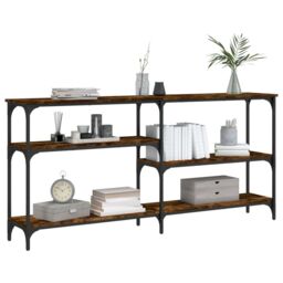 Berkfield Home Console Table Smoked Oak 160x29x75 cm Engineered Wood in Brown - Size: 160 x 29 x 75 cm - thumbnail 3