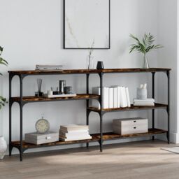 Berkfield Home Console Table Smoked Oak 160x29x75 cm Engineered Wood in Brown - Size: 160 x 29 x 75 cm - thumbnail 1
