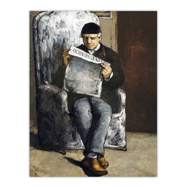 "Artery8 The Artists Father Reading Newspaper Cezanne Wall Art Poster Print - Size: W24"" x H32""" - image 1