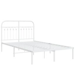 Berkfield Home Metal Bed Frame without Mattress with Headboard White 120x190cm - Size: 120x190 cm - thumbnail 3
