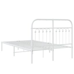 Berkfield Home Metal Bed Frame without Mattress with Headboard White 120x190cm - Size: 120x190 cm - thumbnail 6