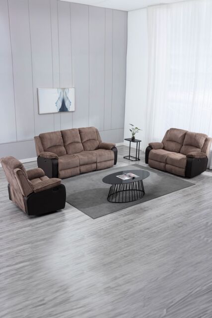 More4Homes Postana Electric Recliner Jumbo Cord 1+2+3 Seater Sofa Set in Brown - image 1