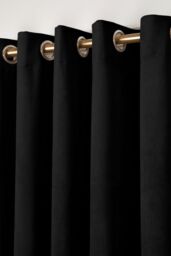 Laurence Llewelyn-Bowen Montrose' Velvet Blackout-Coated Pair of Eyelet Curtains in Black - Size: 117 cm width x 183 cm drop - thumbnail 2