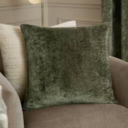 Paoletti Lustre Crushed Velvet Cushion in Green - Size: 50 cm x 50 cm - thumbnail 1