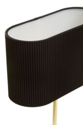 Orsina Silver Table Lamp, Shiny Silver Ceramic Base With Ribbed Texture, White Fabric Shade For Soft in Black - thumbnail 4