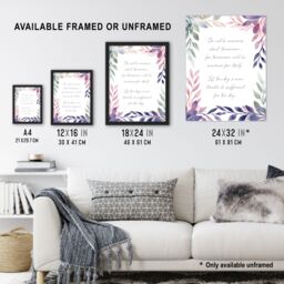 "Artery8 Wall Art Print Matthew 6:34 Live in the Moment Jesus Bible Quote Violet Framed Art in Purple - Size: W12"" x H16""" - thumbnail 3