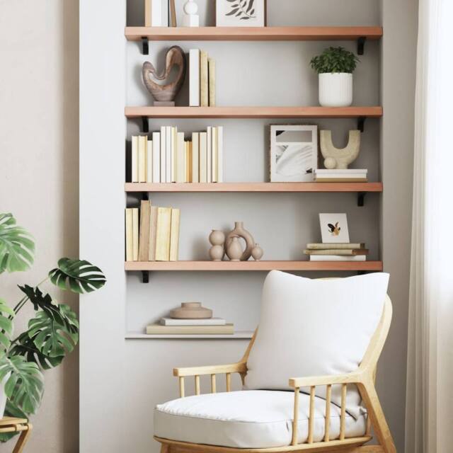 Berkfield Home Wall Shelf Light Brown 100x20x4 cm Treated Solid Wood Oak - Size: 100 x 20 x 4 cm - image 1