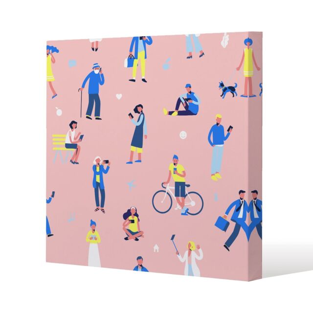 Benjamin Tate Design Different people with mobile phones & gadgets (Canvas Print) / 101 x 101 x 4cm in Natural - Size: 101 x 101 x 4 cm - image 1
