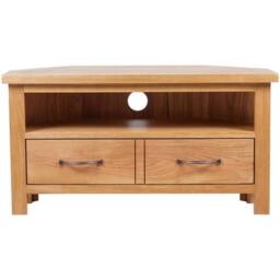 Berkfield Home TV Cabinet with Drawer 88 x 42 x 46 cm Solid Oak Wood in Brown - thumbnail 2