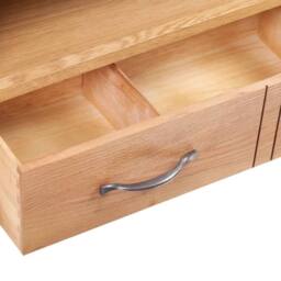 Berkfield Home TV Cabinet with Drawer 88 x 42 x 46 cm Solid Oak Wood in Brown - thumbnail 4