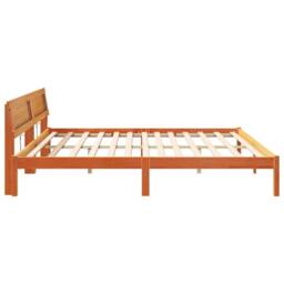 Berkfield Home Modern with LED Strip Lights with Headboard Brown 200 x 200 cm Wood - thumbnail 6