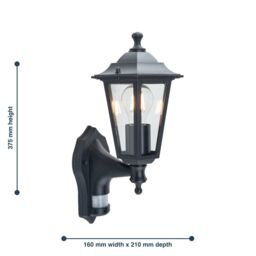 First Choice Lighting Set of 2 Eversham - Black Six Sided Lantern PIR Sensor Outdoor Lights - thumbnail 7