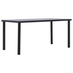 Berkfield Home Dining Table Black & Concrete Grey 160x80x75 cm MDF - Size: 160 x 80 x 75 cm - thumbnail 2
