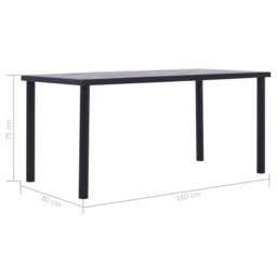 Berkfield Home Dining Table Black & Concrete Grey 160x80x75 cm MDF - Size: 160 x 80 x 75 cm - thumbnail 5