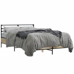 Berkfield Home Bed Frame without Mattress Sonoma Oak 140x200 cm in Brown - thumbnail 2