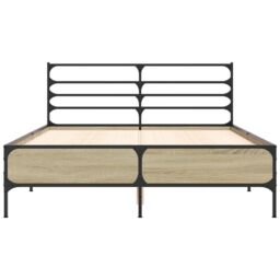 Berkfield Home Bed Frame without Mattress Sonoma Oak 140x200 cm in Brown - thumbnail 4