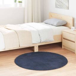 Berkfield Home Shaggy Rug High Pile NAVARRA Navy 100x100 cm Polyester - Size: Medium - thumbnail 2