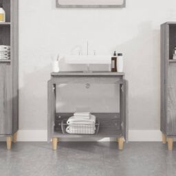 Berkfield Home Sink Cabinet Grey Sonoma 58x33x60 cm Engineered Wood - Size: 58 x 33 x 60 cm - thumbnail 3