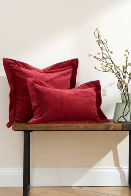 Truly Velvet Flange Rectangle Cushion Cover in Dark Red - Size: 50 cm x 30 cm - image 1