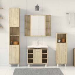 Berkfield Home Suitable 4 Piece Bathroom Furniture set Sonoma Oak Engineered Wood in Light Tan