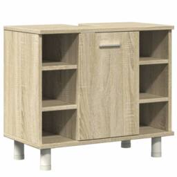 Berkfield Home Suitable 4 Piece Bathroom Furniture set Sonoma Oak Engineered Wood in Light Tan - thumbnail 4
