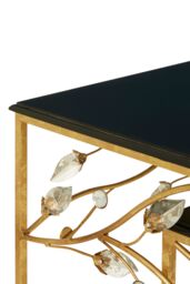 Orsina Versatile Set Of 2 Tables With Black Wooden Top, Nesting Design Side Tables, Elegant Side Table By Couch in Gold - thumbnail 4