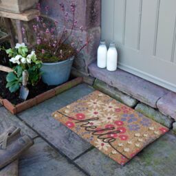 Artsy Mats Hello Scribbly Floral Coir Doormat (60 x 40cm) in Brown - Size: 40 cm x 60 cm - thumbnail 3
