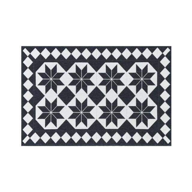 The Rug Shop UK Black Cream Modern Geometric Easy to Clean Mat - Size: 50 cm x 75 cm - image 1