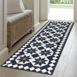 The Rug Shop UK Black Cream Modern Geometric Easy to Clean Mat - Size: 50 cm x 75 cm - thumbnail 2