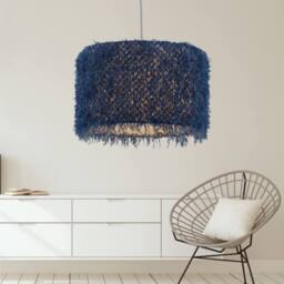 First Choice Lighting Set of 2 Rogers - Blue Shaggy 30cm Easy Fit Pendant Shades - thumbnail 4