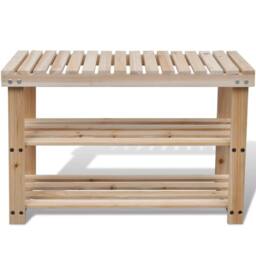 Berkfield Home 2-in-1 Shoe Rack with Bench Top Solid Fir Wood in Brown - thumbnail 2