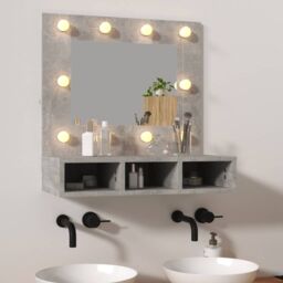 Berkfield Home Mirror Cabinet with LED Concrete Grey 60x31.5x62 cm - thumbnail 1