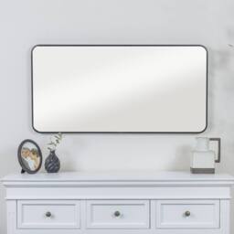 Melody Maison Black Curved Framed Wall Mirror 100cm X 50cm - Size: 100 cm X 50 cm - thumbnail 3