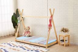 Crazy Price Beds Ltd Kids Wooden Tent Bed in Natural - Size: Single - thumbnail 4