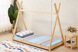 Crazy Price Beds Ltd Kids Wooden Tent Bed in Natural - Size: Single - thumbnail 1