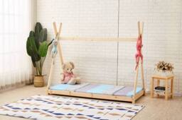 Crazy Price Beds Ltd Kids Wooden Tent Bed in Natural - Size: Single - thumbnail 2