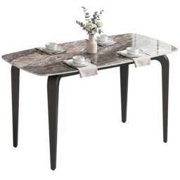 HOMCOM Dining Table for 4, Kitchen Table with Sintered Stone Tabletop in Brown - thumbnail 2
