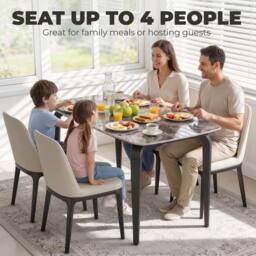 HOMCOM Dining Table for 4, Kitchen Table with Sintered Stone Tabletop in Brown - thumbnail 4